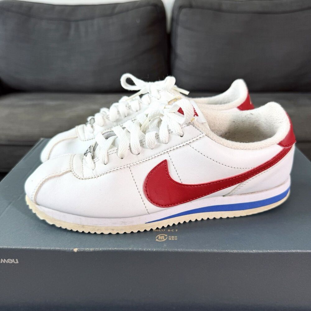 Nike Cortez Forrest Gump Classic White Red Leather Shoes Men's Size 6.5